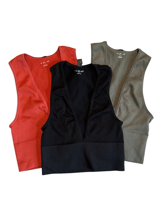Urban Outfitters Tops - THREE Urban Outfitters Out From Under Deep Plunge Ribbed Cropped Tops Size Small